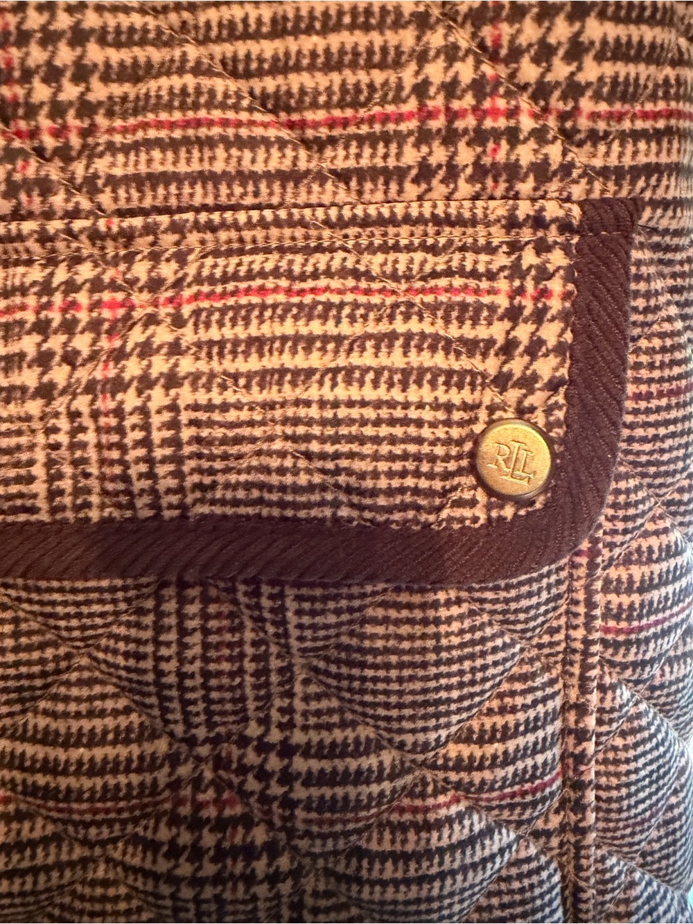 Ralph Lauren Black and Gold Crest Patch on Brown Plaid Jacket🤎 - Picture 6 of 10